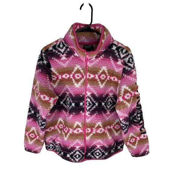 Wrangler Retro Womens Fleece Jacket Size M Aztec Pattern Full Zip Mulitcolor - Picture 1 of 6